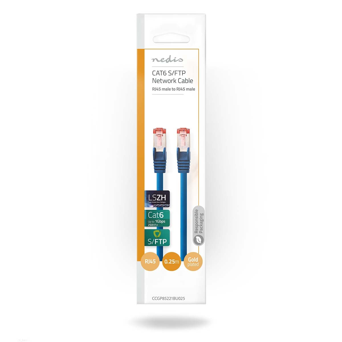 CAT6 Network Cable | RJ45 male | RJ45 male | S/FTP | 0.25 m | Round | LSZH | Blue | Envelope