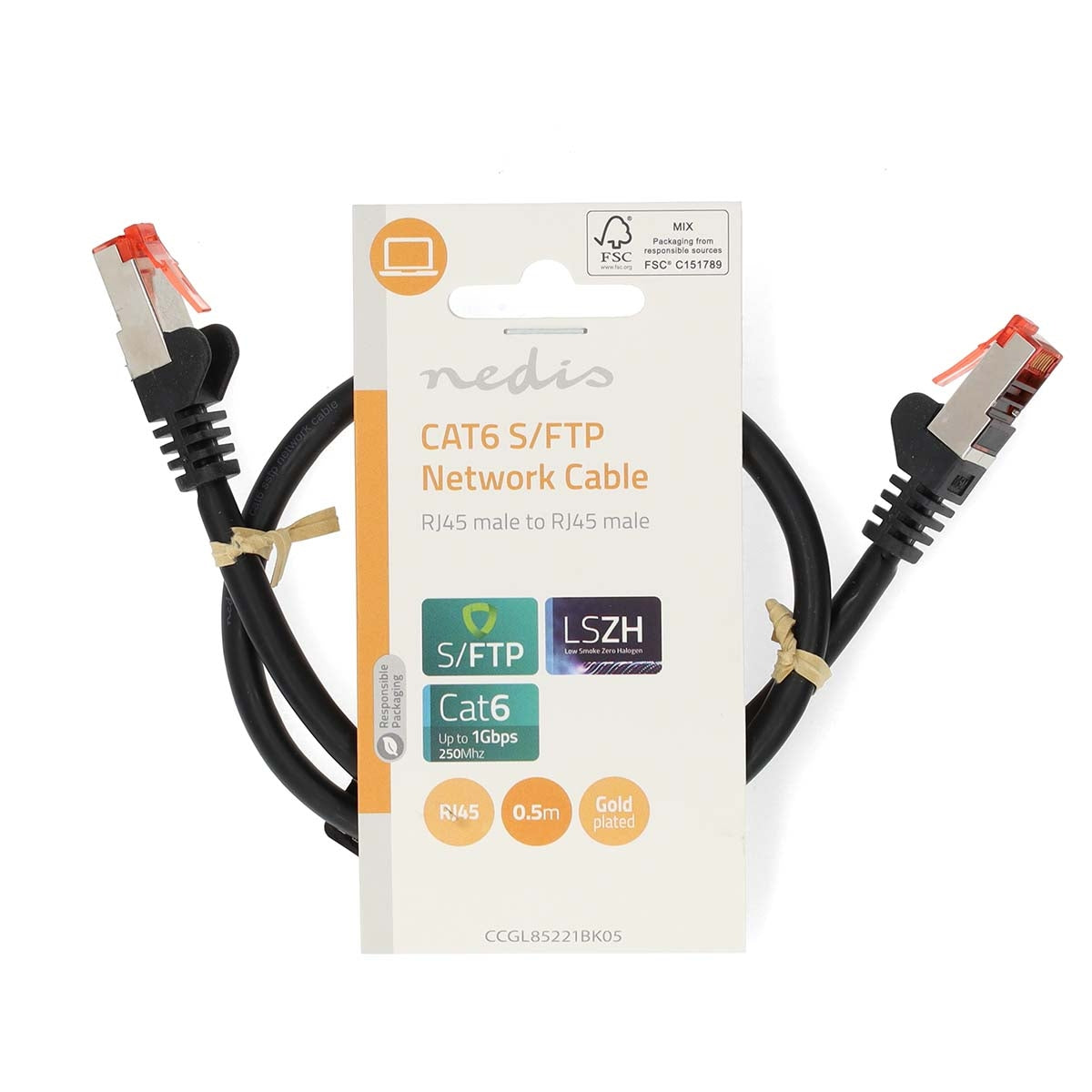 CAT6 Network Cable | RJ45 male | RJ45 male | S/FTP | 0.50 m | Round | LSZH | Black | Label