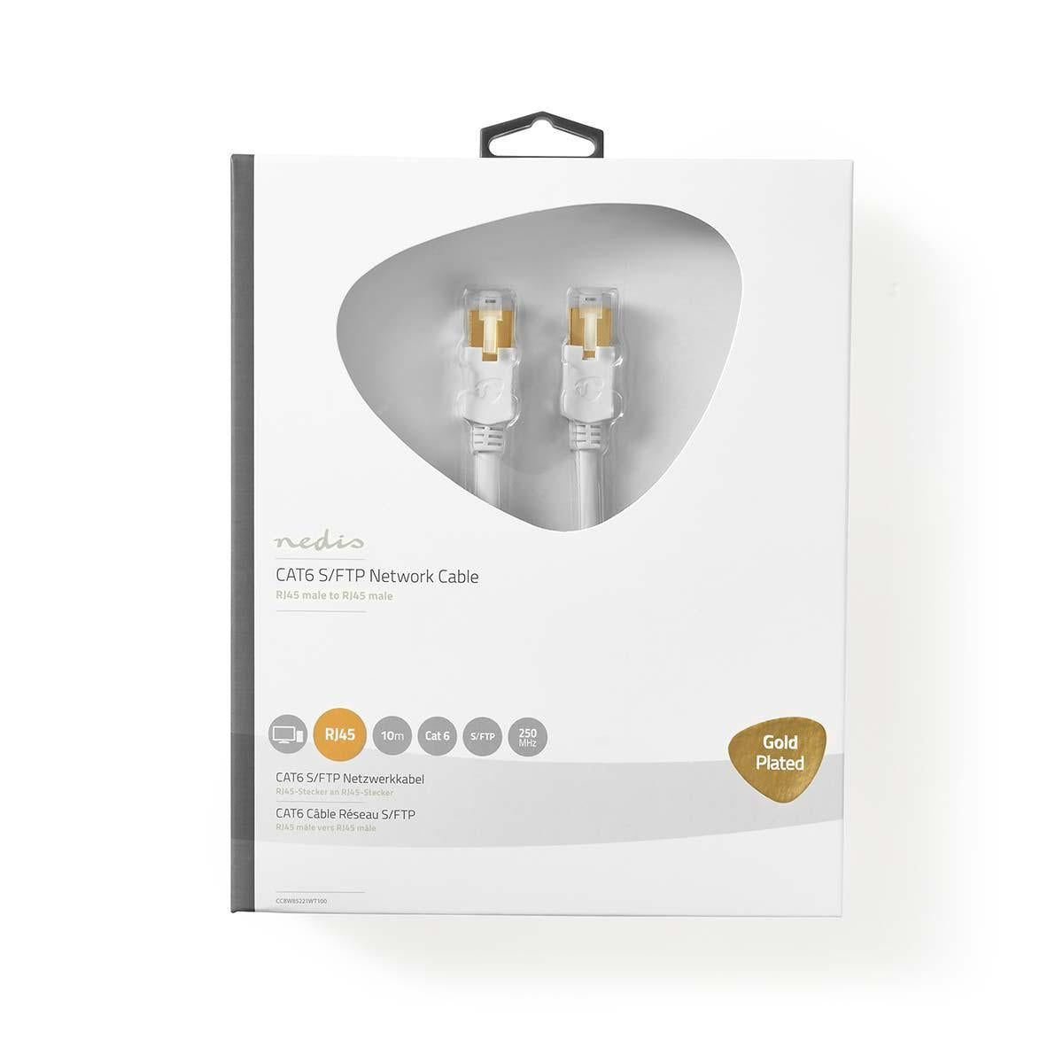 CAT6 Network Cable | RJ45 male | RJ45 male | S/FTP | 10.0 m | Round | LSZH / PVC | White | Cardboard box with window