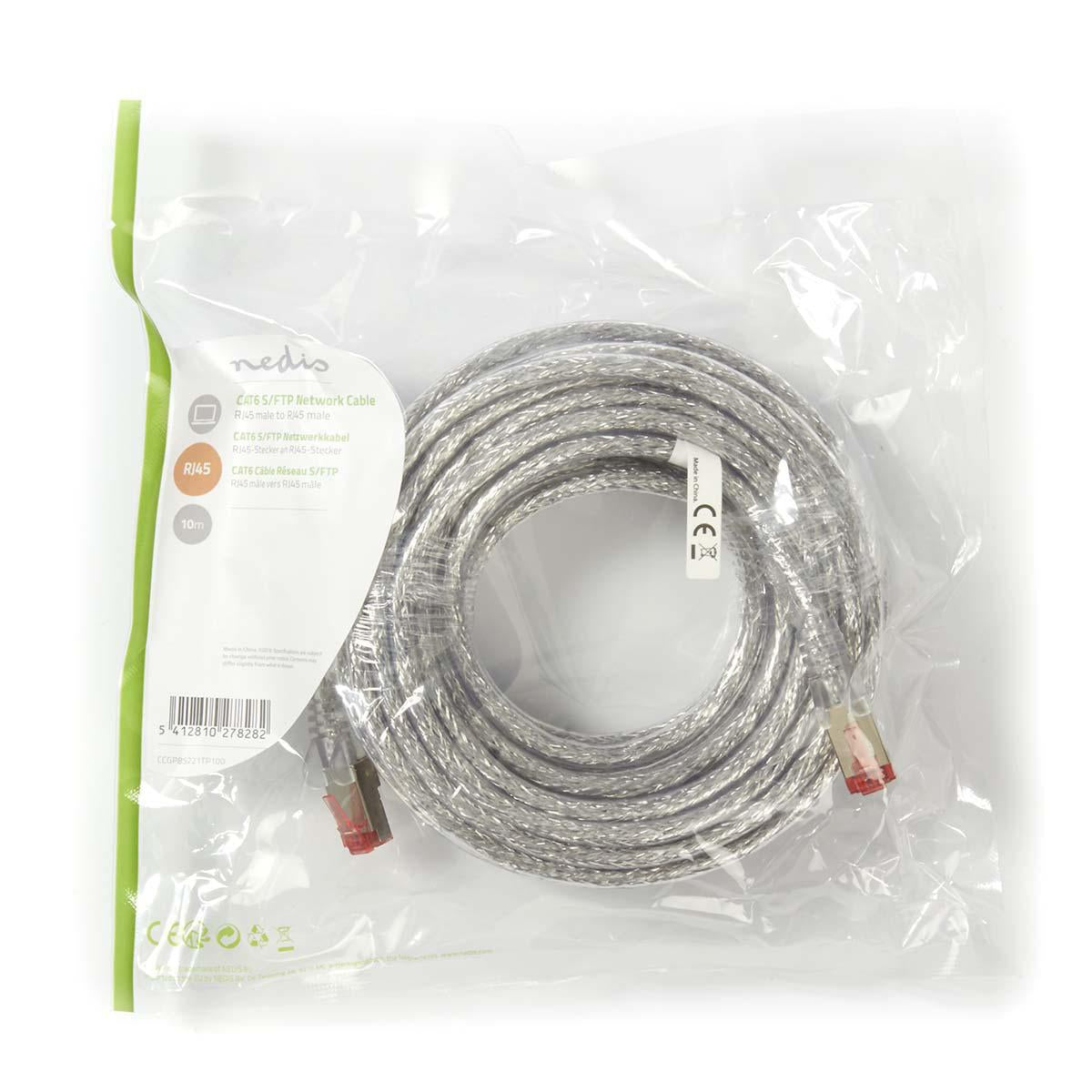 CAT6 Network Cable | RJ45 male | RJ45 male | S/FTP | 10.0 m | Round | LSZH | Transparent | Plastic bag