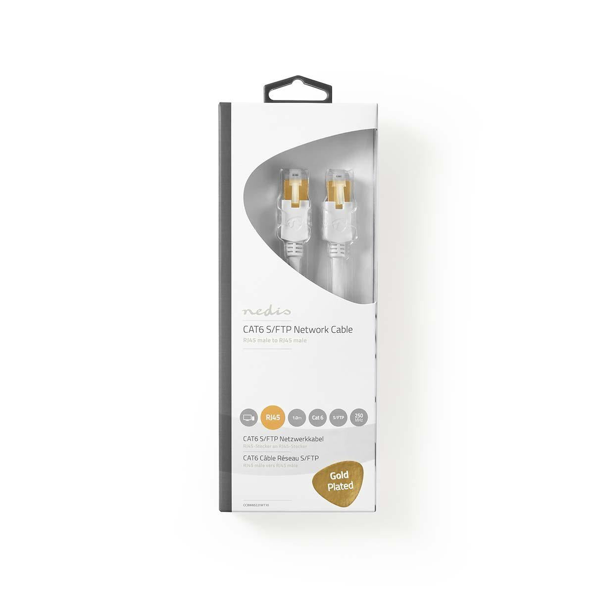 CAT6 Network Cable | RJ45 male | RJ45 male | S/FTP | 1.00 m | Round | LSZH | White | Cardboard box with window