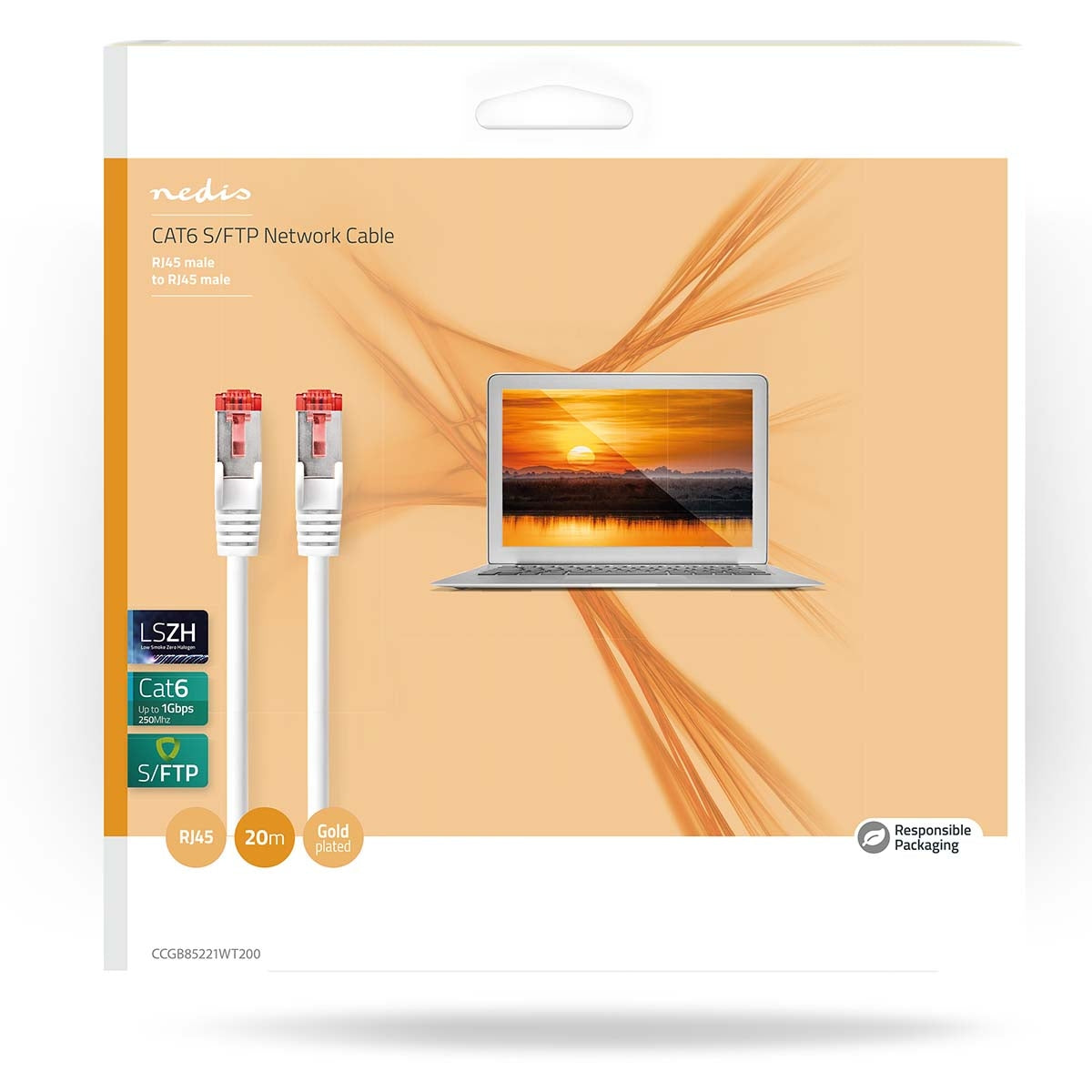 CAT6 Network Cable | RJ45 male | RJ45 male | S/FTP | 20.0 m | Indoor | Round | LSZH | White | Box