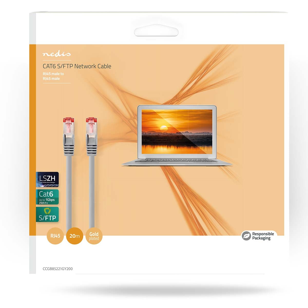 CAT6 Network Cable | RJ45 male | RJ45 male | S/FTP | 20.0 m | Round | LSZH | Gray | Box