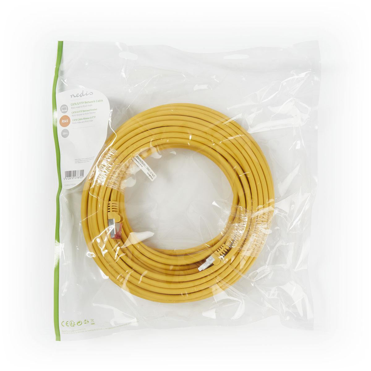 CAT6 Network Cable | RJ45 male | RJ45 male | S/FTP | 20.0 m | Round | LSZH | Yellow | Plastic bag