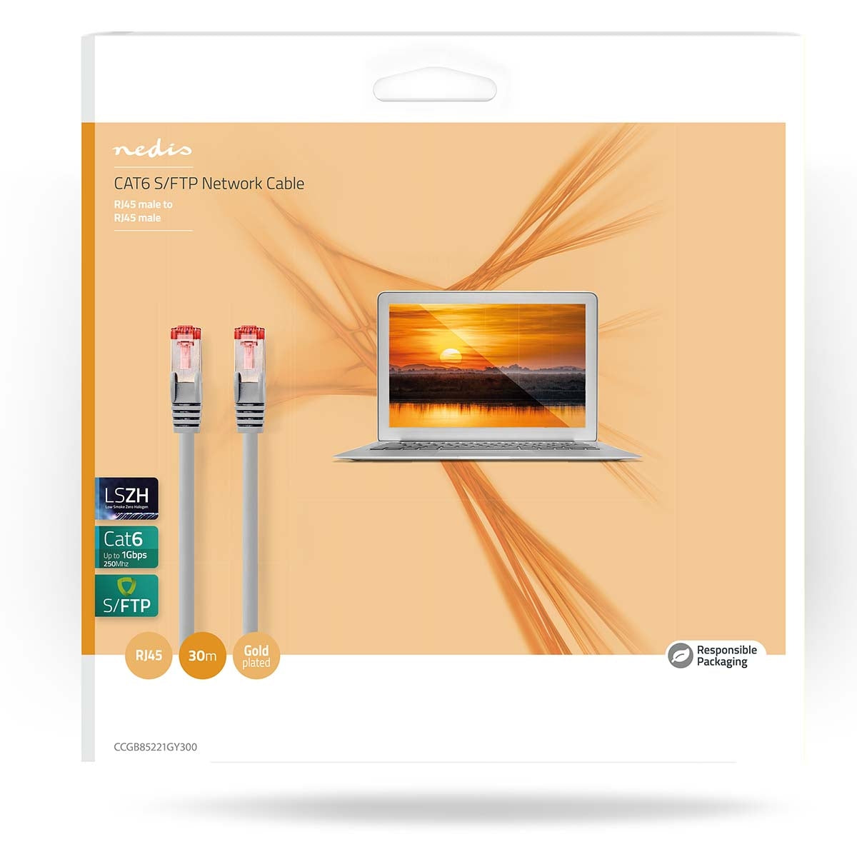 CAT6 Network Cable | RJ45 male | RJ45 male | S/FTP | 30.0 m | Round | LSZH | Gray | Box