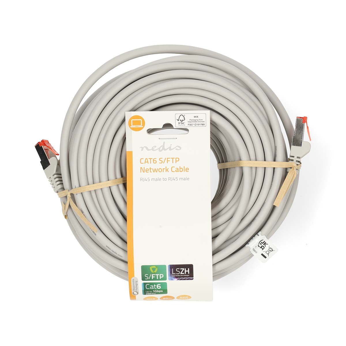 CAT6 Network Cable | RJ45 male | RJ45 male | S/FTP | 30.0 m | Round | LSZH | Gray | Label