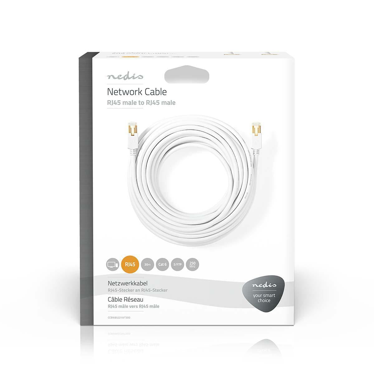 CAT6 Network Cable | RJ45 male | RJ45 male | S/FTP | 30.0 m | Round | LSZH / PVC | White | Cardboard box with window
