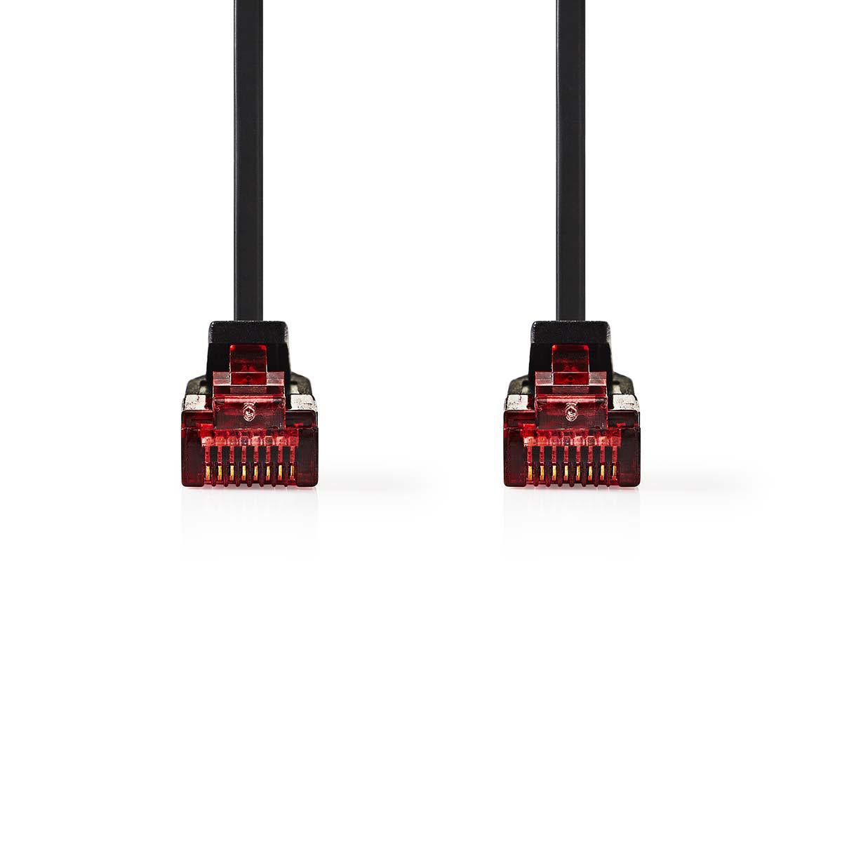 CAT6 Network Cable | RJ45 male | RJ45 male | U/UTP | 1.00 m | Snagless | Flat | PVC | Black | Plastic bag