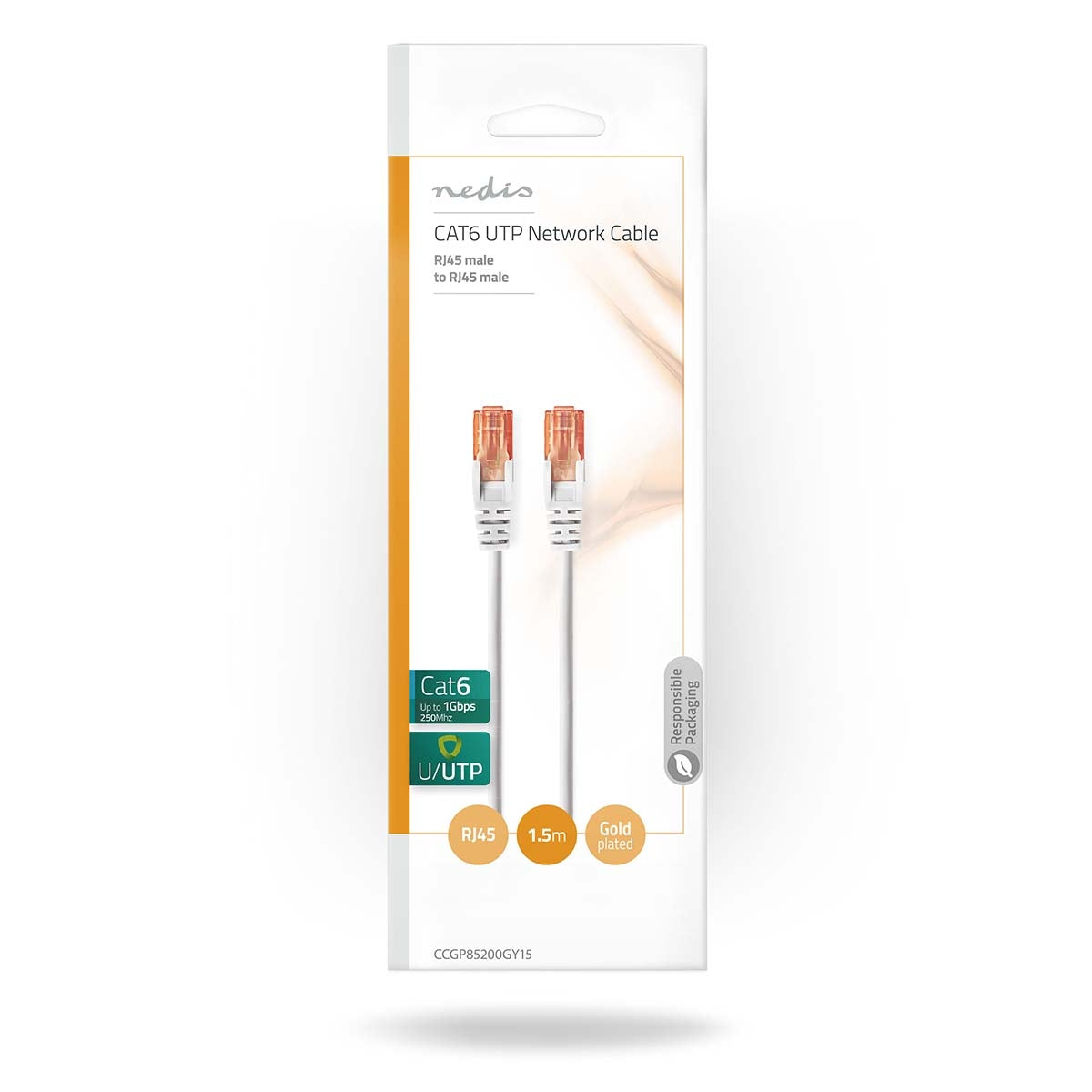CAT6 Network Cable | RJ45 male | RJ45 male | U/UTP | 1.50 m | Round | PVC | Gray | Envelope