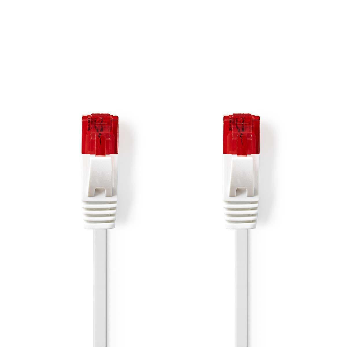 CAT6 Network Cable | RJ45 male | RJ45 male | U/UTP | 3.00 m | Snagless | Flat | PVC | White | Plastic bag