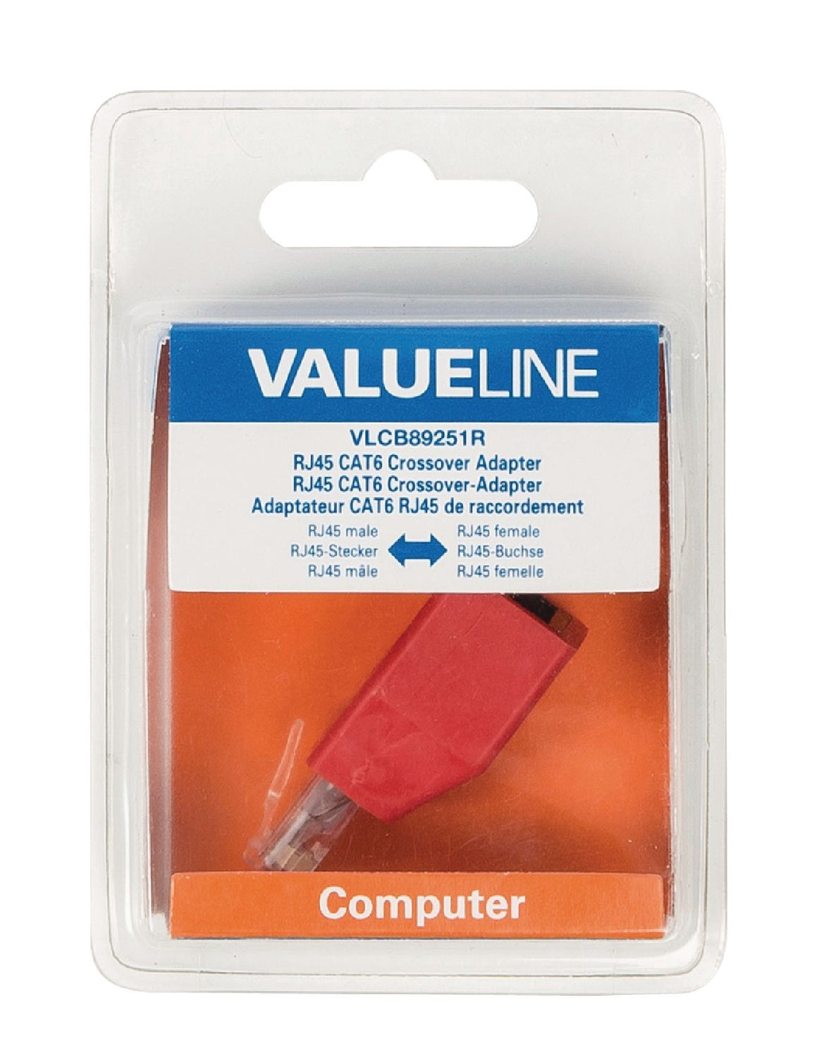 CAT6 Network Card RJ45 (8P8C) Male - RJ45 (8P8C) Female Red