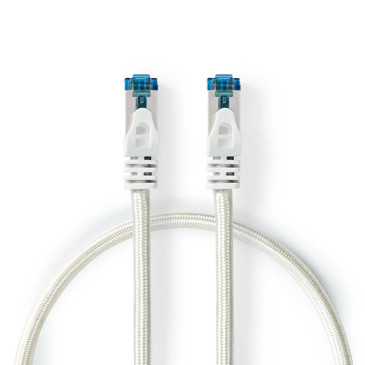 CAT6a network cable | S/FTP | RJ45 male | RJ45 male | 2.00 m | Snagless | Round | Braided / PVC | Silver | Carton with covered window