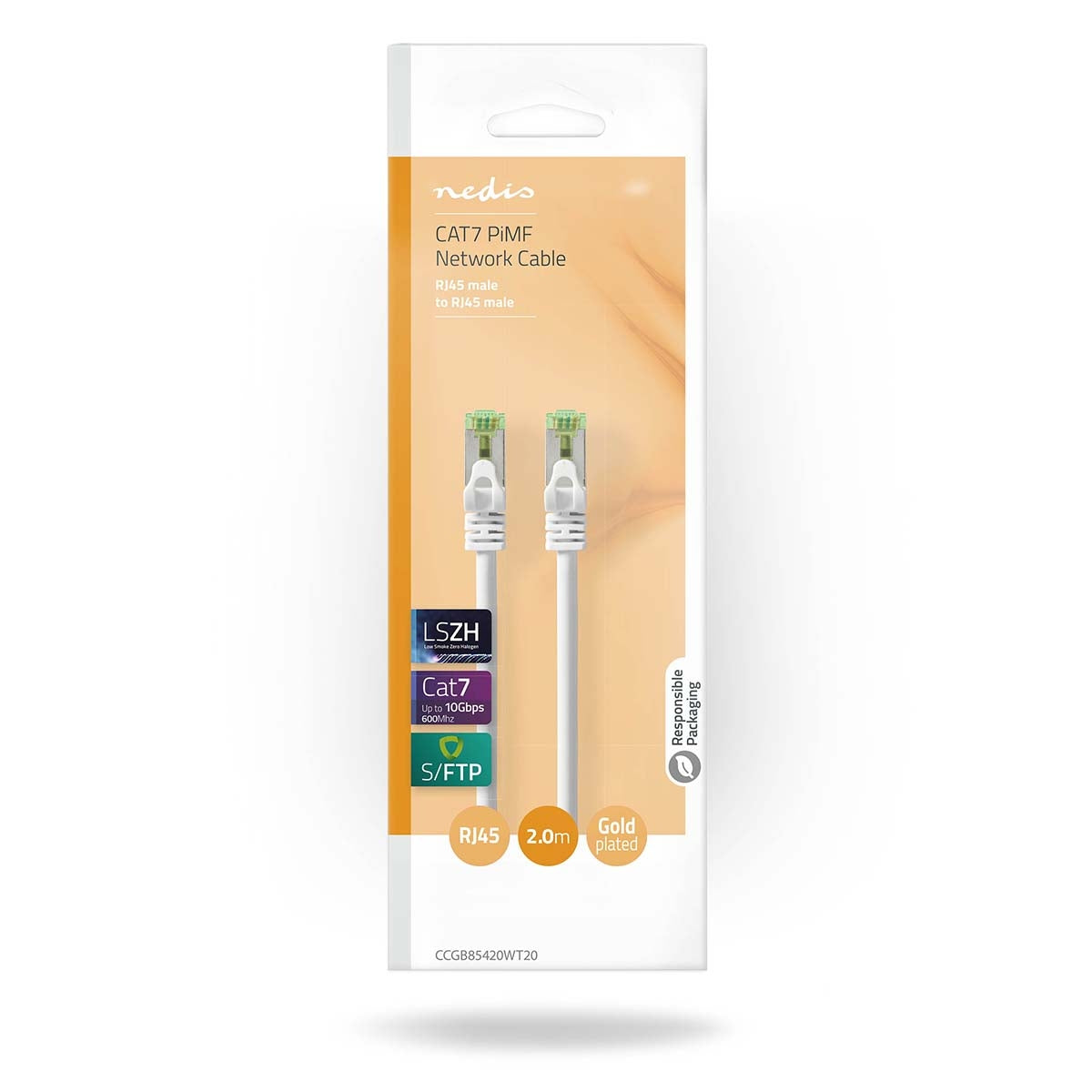 CAT7 network cable | S/FTP | RJ45 male | RJ45 male | 2.00 m | Snagless | Round | LSZH | White | Box
