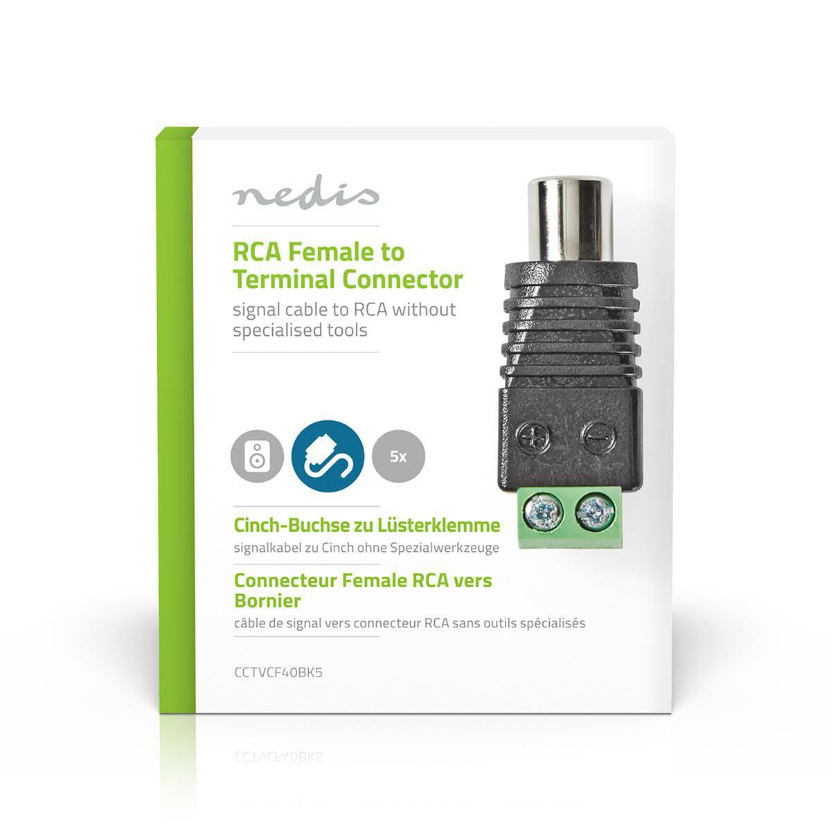 CCTV Power Connection | 2-Way Terminal Block | YOUR Female | Female | Green / Black