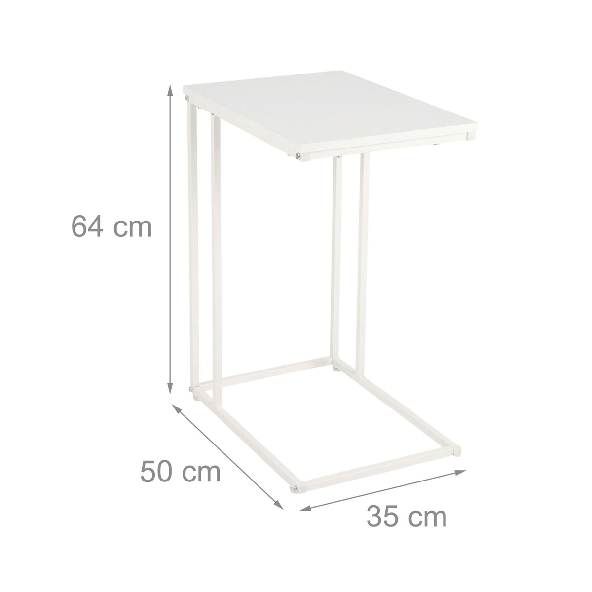 C-Shaped Side Table – Wood-Effect Top, Metal Frame
