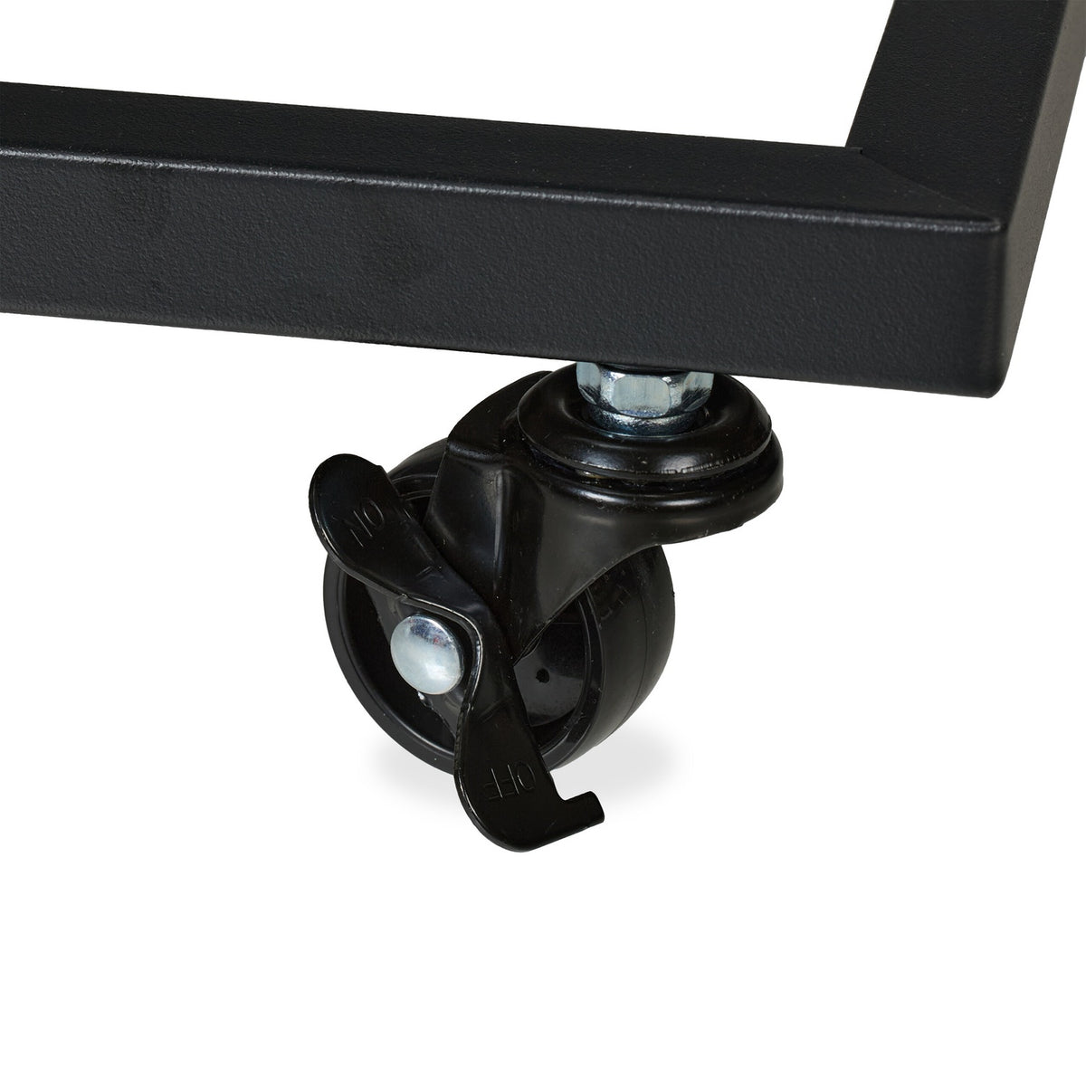 C-Shaped Side Table with Wheels, Metal and MDF