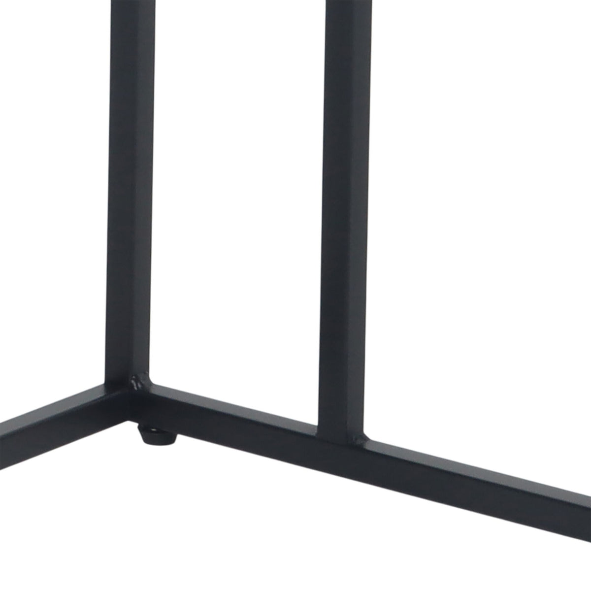 C-Shaped Side Table with Wheels – Wood-Effect, Metal Frame