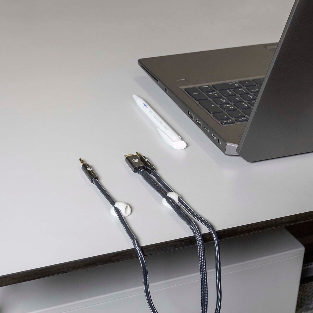 Cable Management | Cable clamp | Click and Go | 6 pcs. | Number of seats: 2 Discs | Maximum cable thickness: 5.3 mm | TPE | White