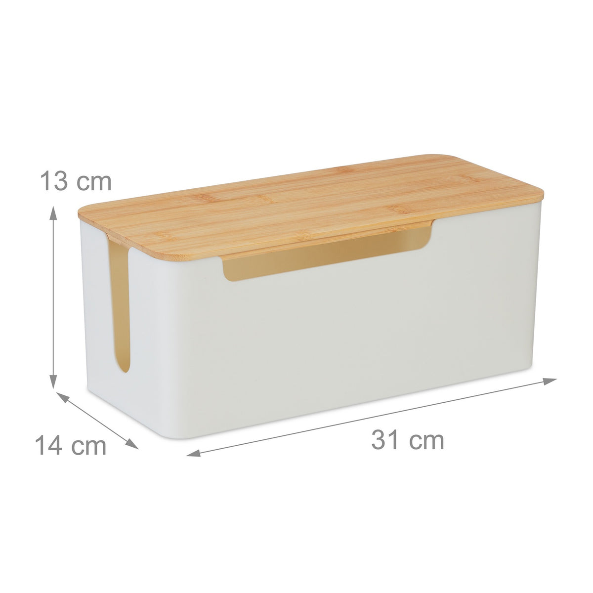 Cable Organizer Box with Bamboo Lid for Power Cords