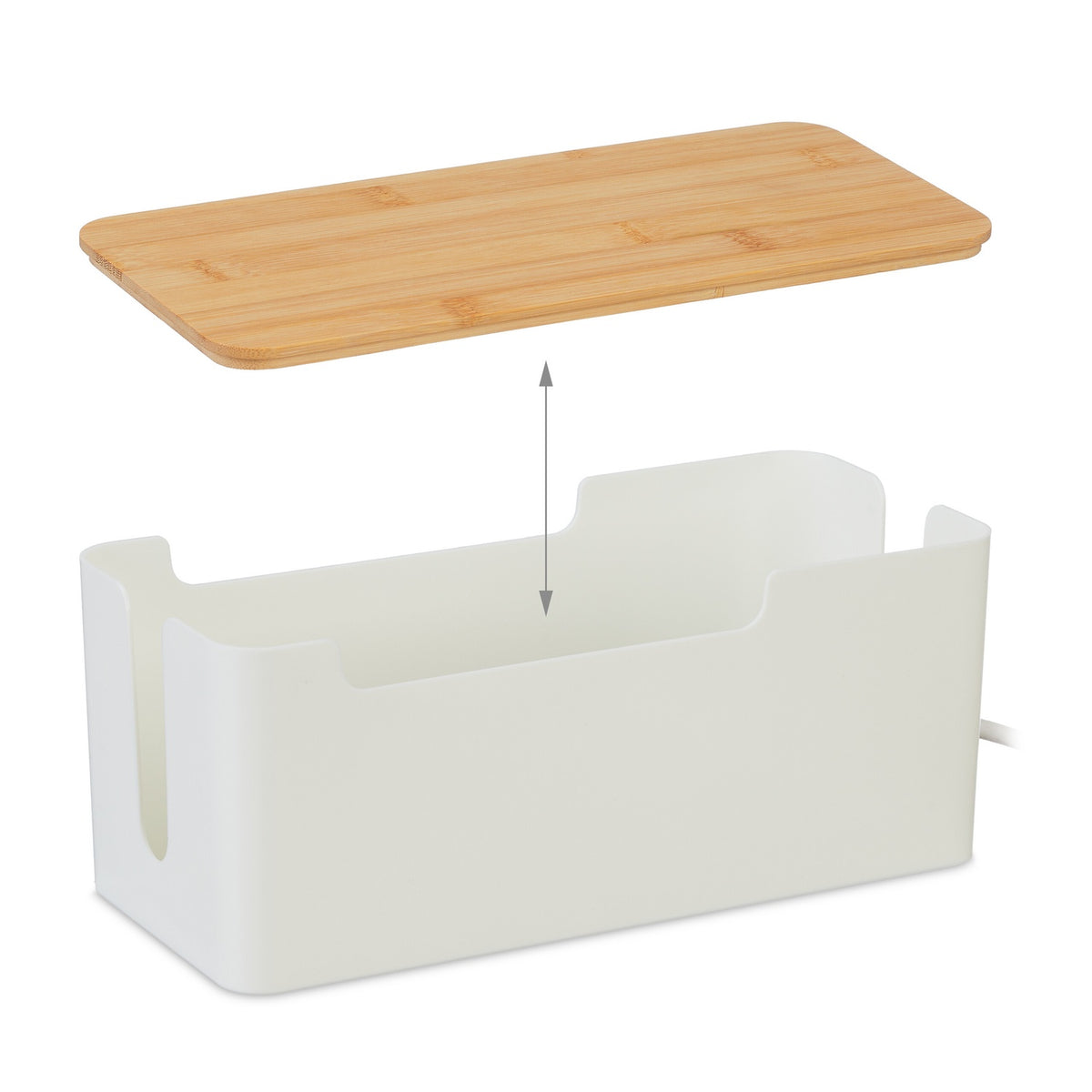 Cable Organizer Box with Bamboo Lid for Power Cords