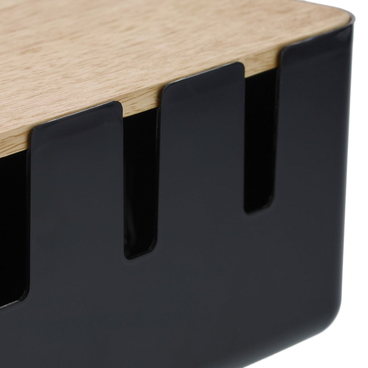 Cable box with wooden lid