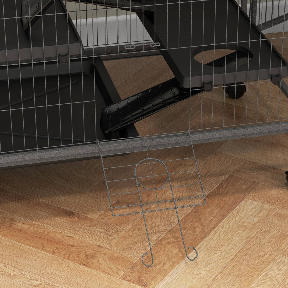 Cage for rodents multifunctional 4 platforms 3 ramps 4 doors dim. 80L x 52W x 128H cm Steel Gray Silver Black