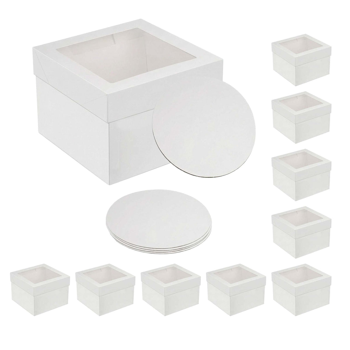Cake Boxes With Window and Boards, Rectangular Set