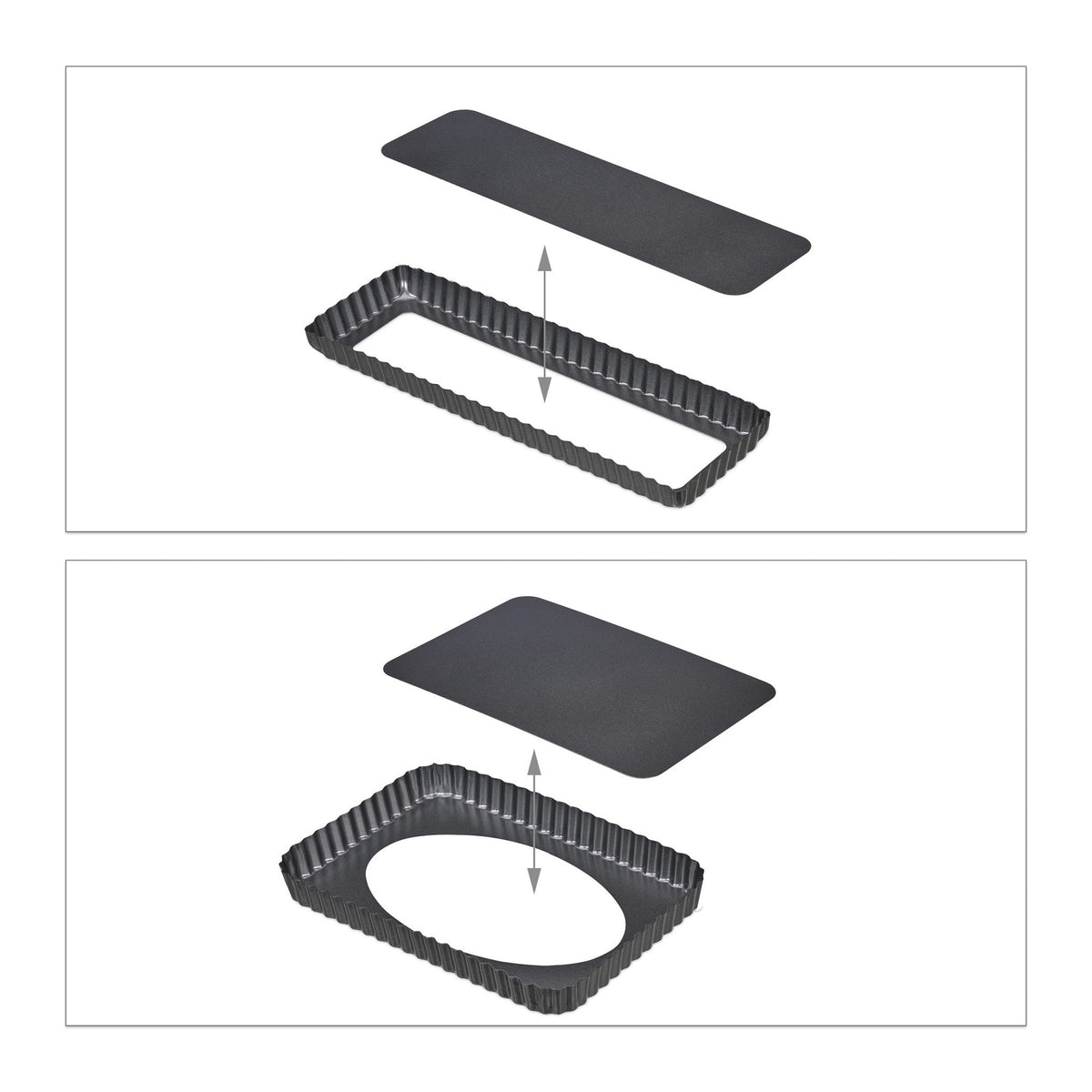 Cake tin with lifting base set of 2