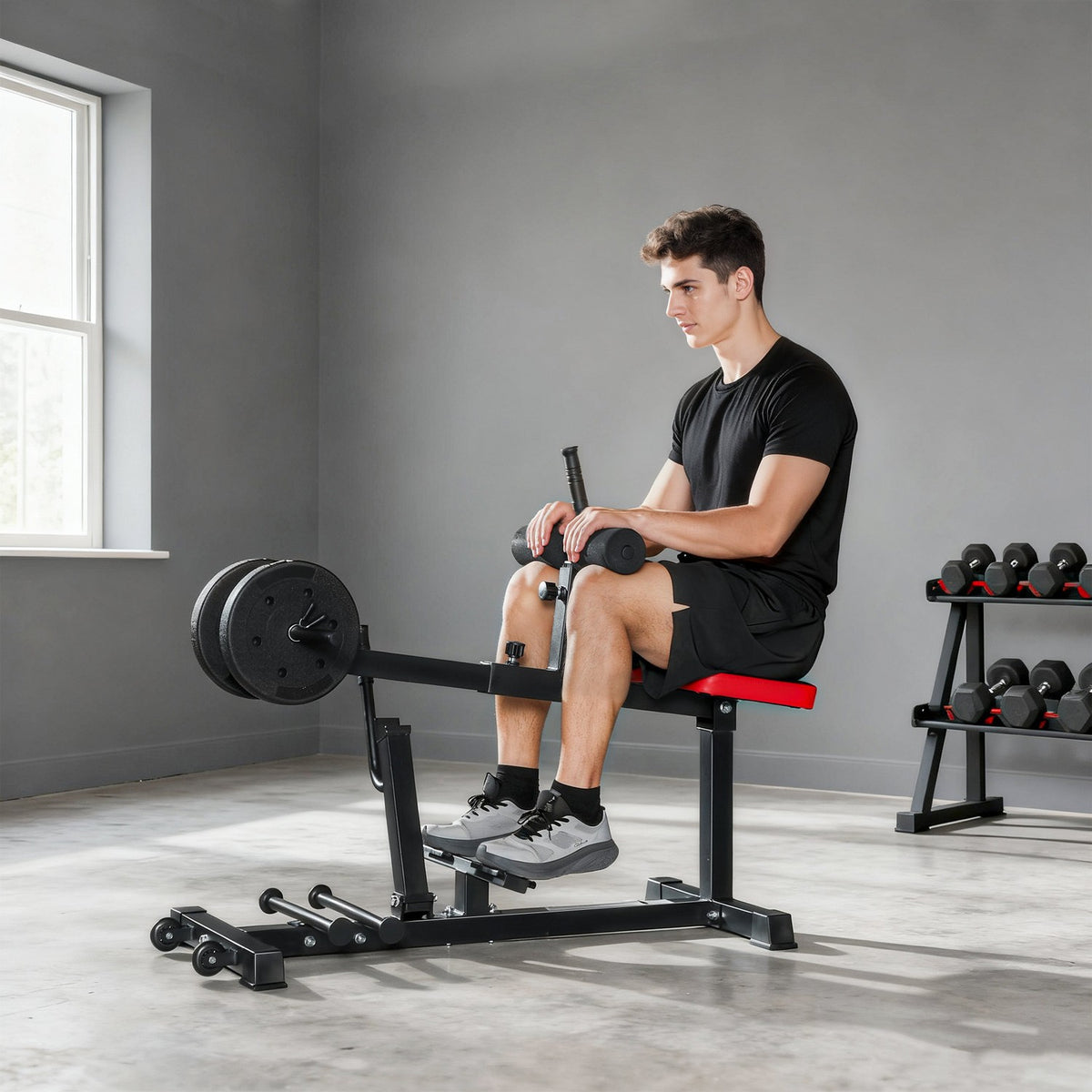 Calf Raise Machine, Adjustable Steel Frame, Black