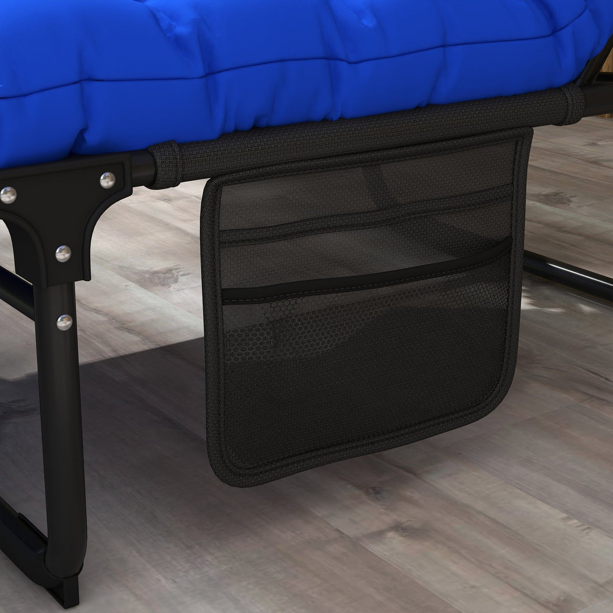 Camp Bed, Camping Bed, Camping Lounger, Adjustable Folding Bed With Bag, Up To 120 Kg For Garden, Balcony, Polyester, Steel, Dark Blue
