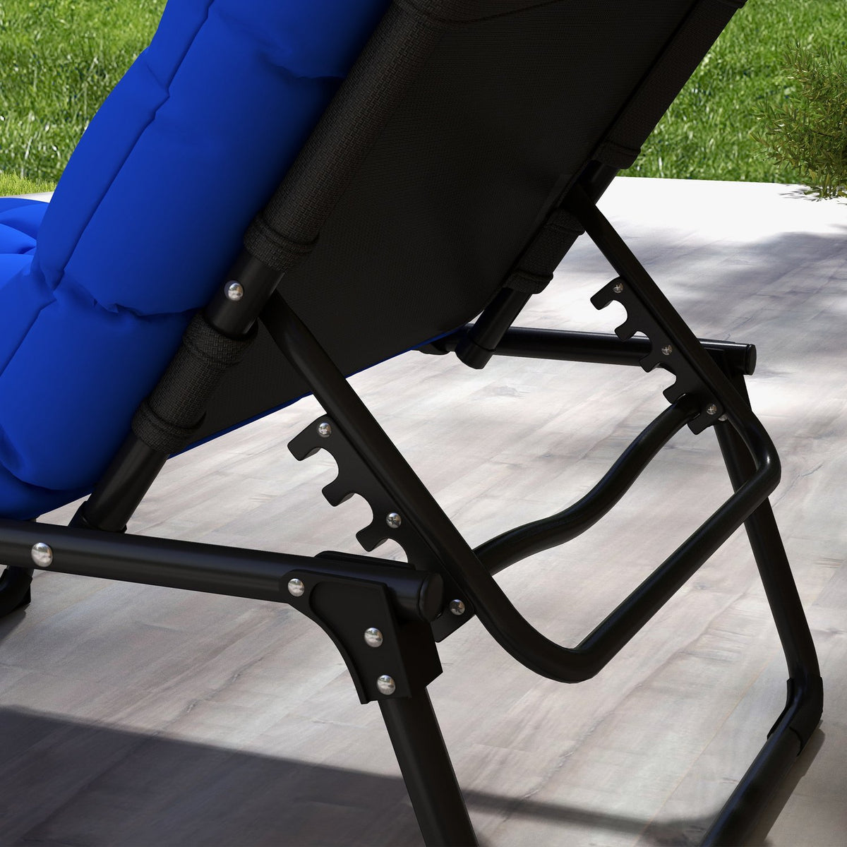 Camp Bed, Camping Bed, Camping Lounger, Adjustable Folding Bed With Bag, Up To 120 Kg For Garden, Balcony, Polyester, Steel, Dark Blue