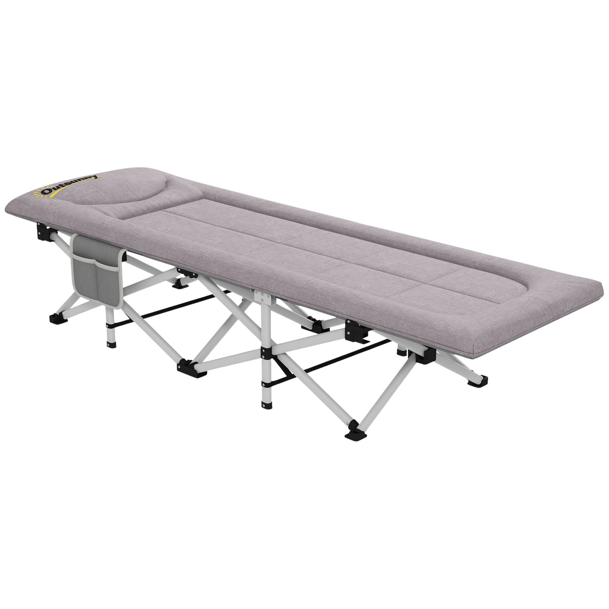 Camp Bed, Foldable Camping Bed With Storage Bag, Camping Lounger With Carry Bag, Load Capacity Up To 200 Kg, Oxford, Gray, 200 X 65 X 42 Cm
