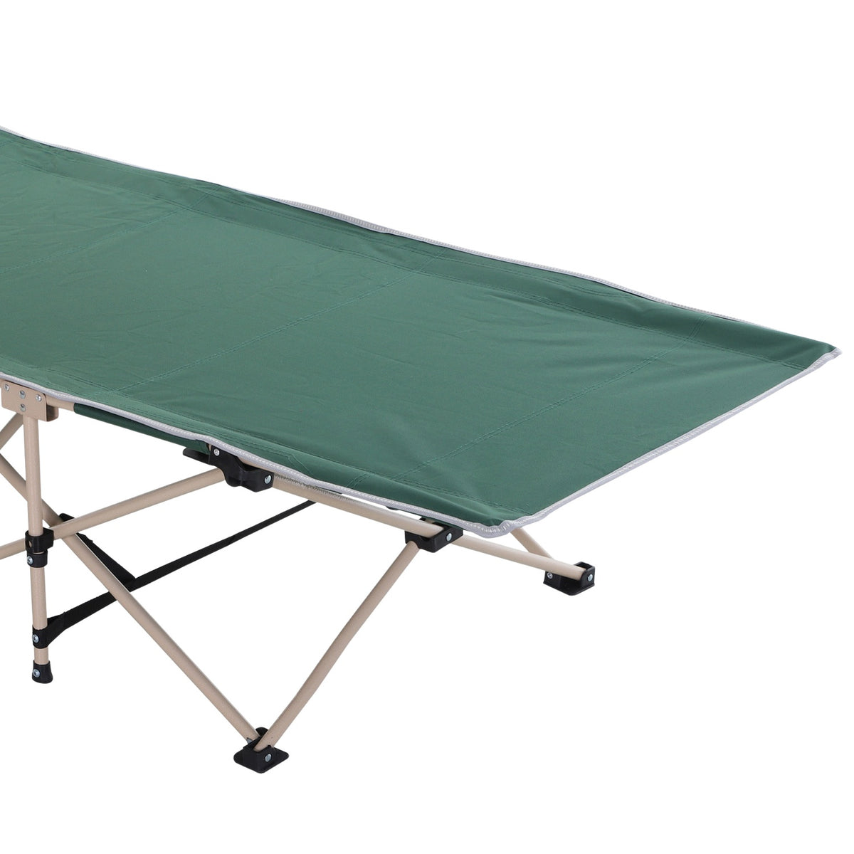 Camp Bed With Storage Bag, Foldable Camping Bed, Camping Lounger, Includes Carry Bag, Steel Oxford, Green, 190 X 68 X 52 Cm