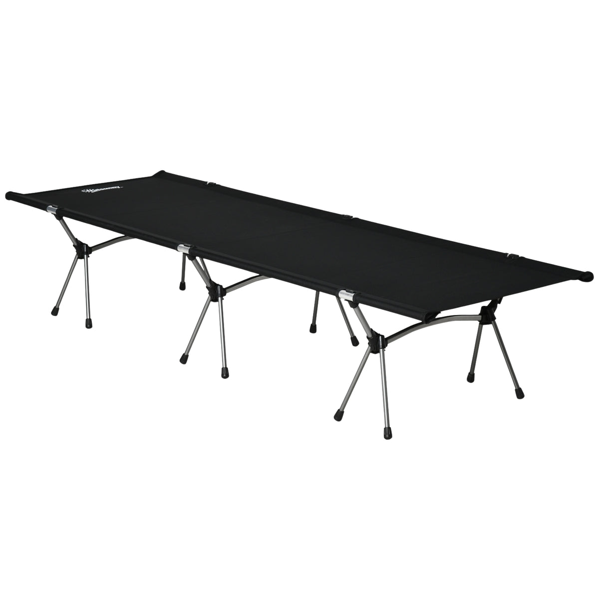 Camping Bed, Foldable Aluminum Field Bed With Carrying Bag, Height-Adjustable, Black, 190X65X38Cm, Up To 150Kg