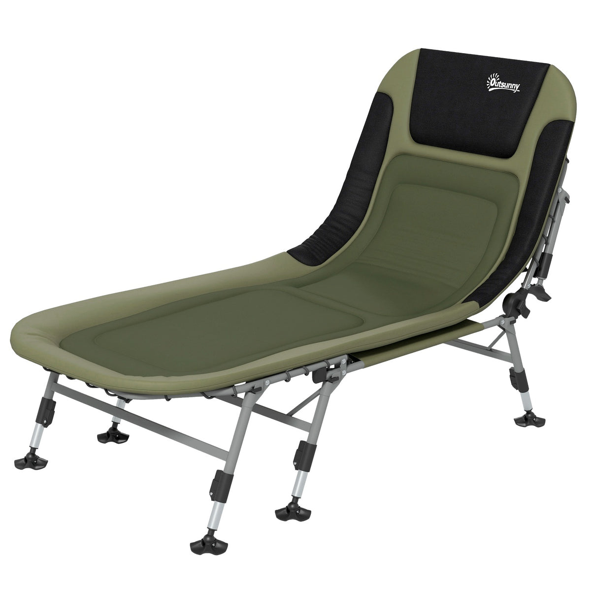 Camping Bed, Folding Camp Bed, Adjustable Travel Bed, Folding Bed Up To 180 Kg, For Outdoor Use, Oxford, Green