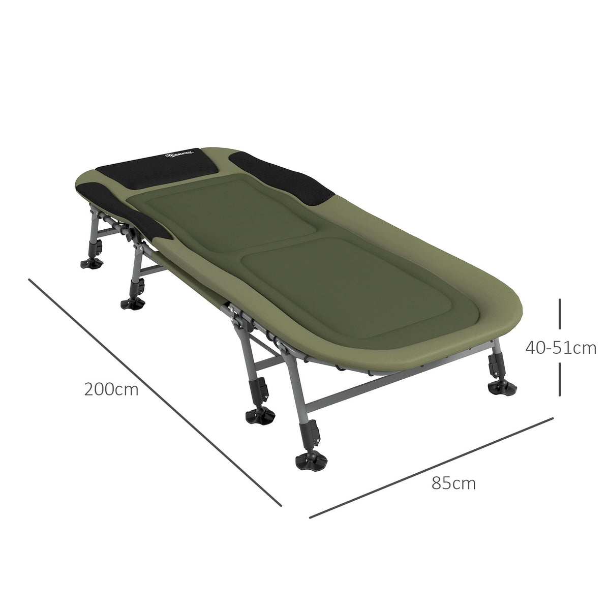 Camping Bed, Folding Camp Bed, Adjustable Travel Bed, Folding Bed Up To 180 Kg, For Outdoor Use, Oxford, Green