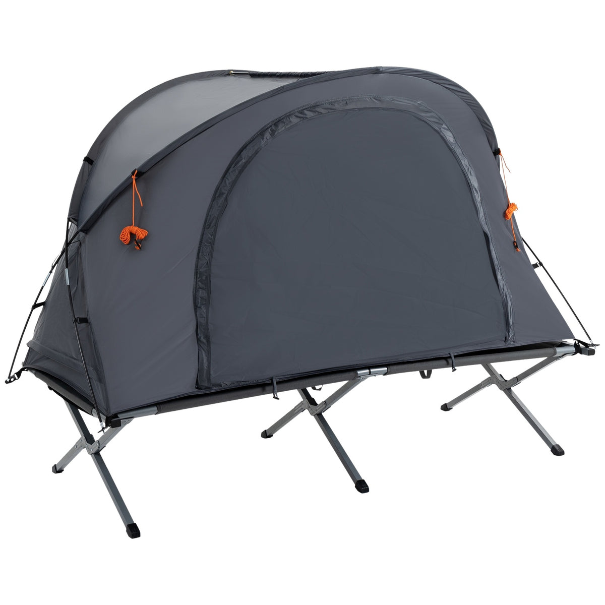 Camping Bed With Tent Raised Camp Bed For 1 Person Dome Tent With Air Mattress Incl. Carry Bag Gray 200 X 86 X 147 Cm