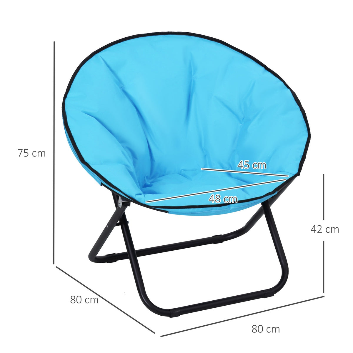 Camping Chair Foldable Upholstered Metal Oxford Fabric Blue 80X80X75Cm