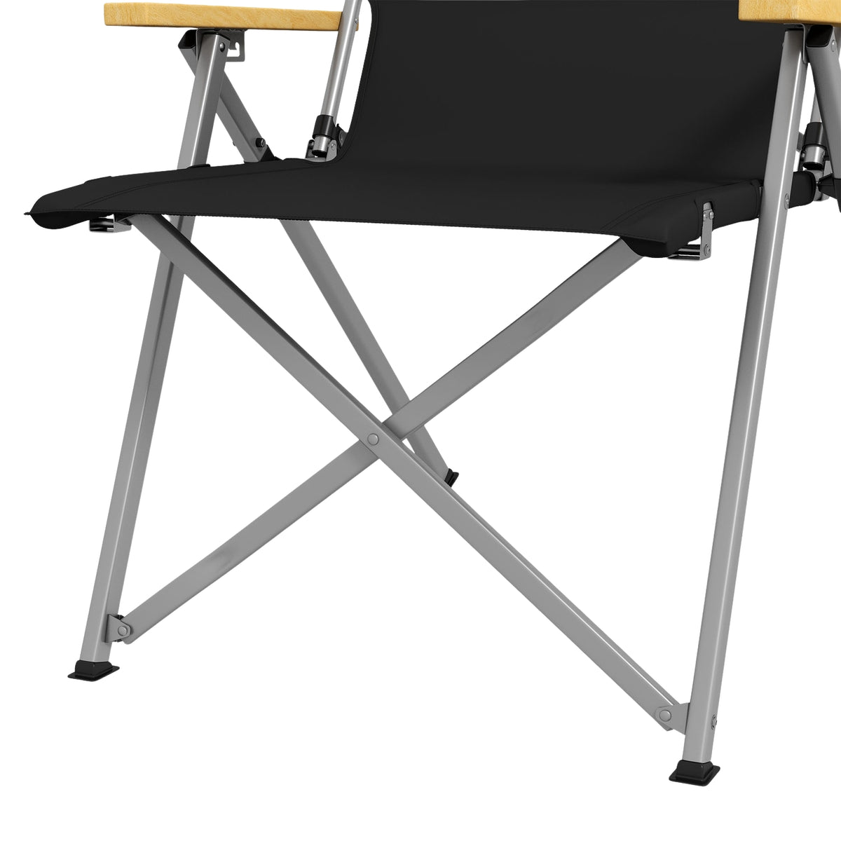 Camping Chair Folding Garden Chair with 4 Level Adjustable Backrest Headrest Folding Chair with Carry Bag Oxford Black