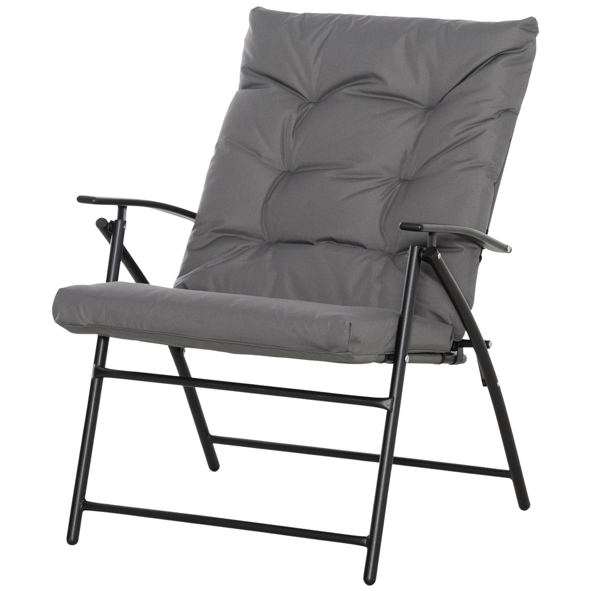 Camping Chair Folding Garden Chair with Metal Frame Adjustable Backrest Folding Chair Folding Chair for Pool Beach Oxford Gray