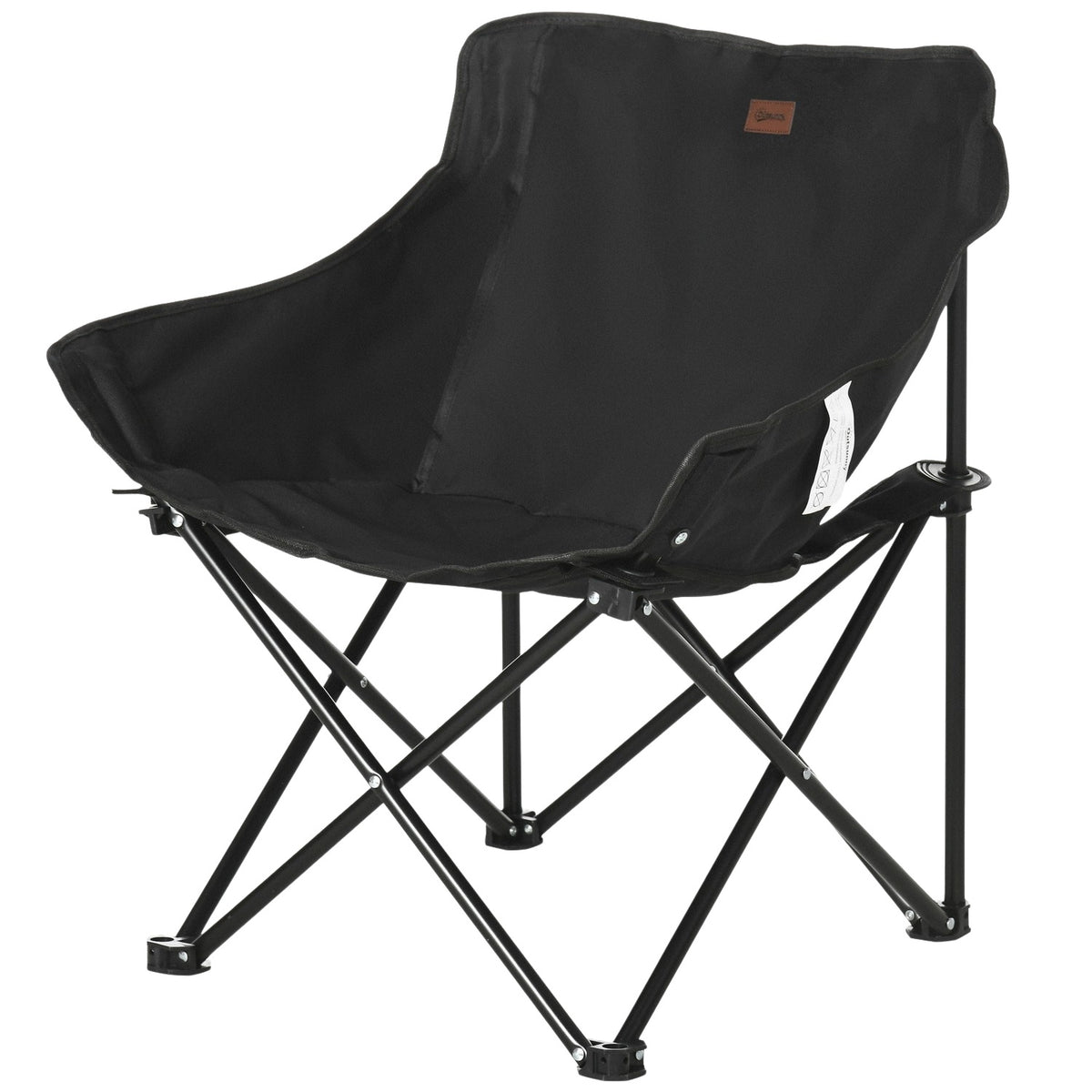 Camping Chair Folding Garden Chair with Side Pocket Steel Legs Folding Chair with Carry Bag for Pool Beach Oxford Black