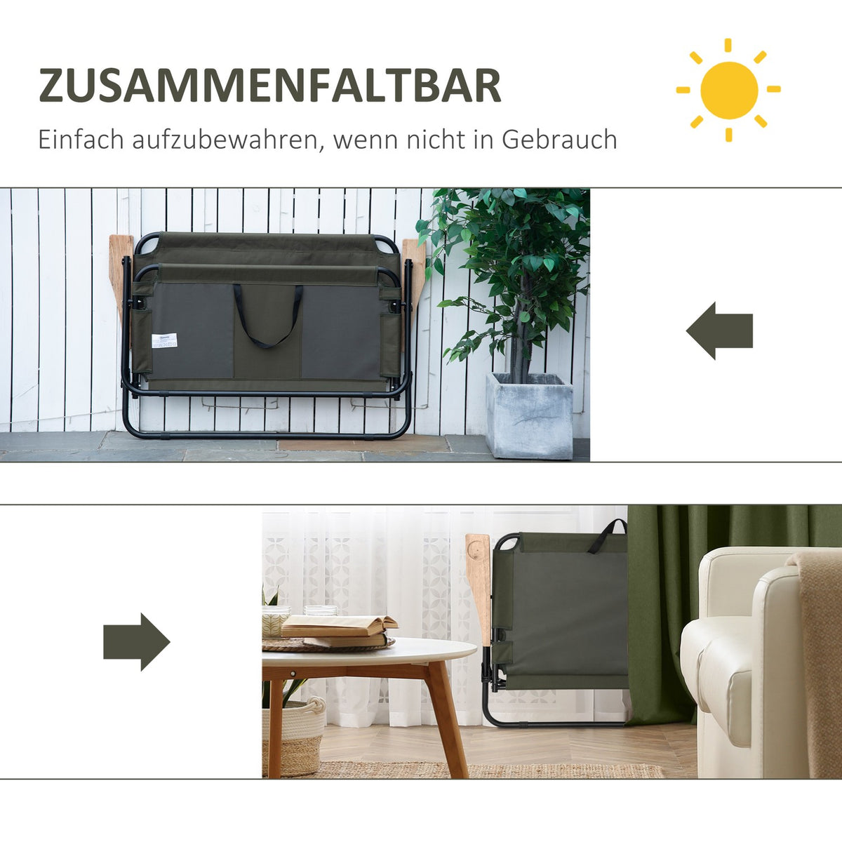 Camping Chair, Garden Chair, Director'S Chair, Folding Chair, 2-Seater, Foldable With Cup Holder Up To 160 Kg, Steel + Oxford Fabric + Wood, Green, 141 X 67 X 80 Cm