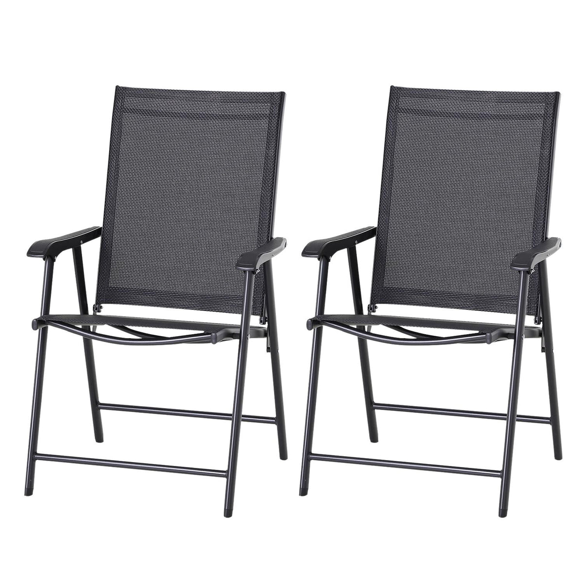 Camping Chairs Set Of 2 Folding Chair Armrest Fishing Chair Metal Black 58X64X94Cm