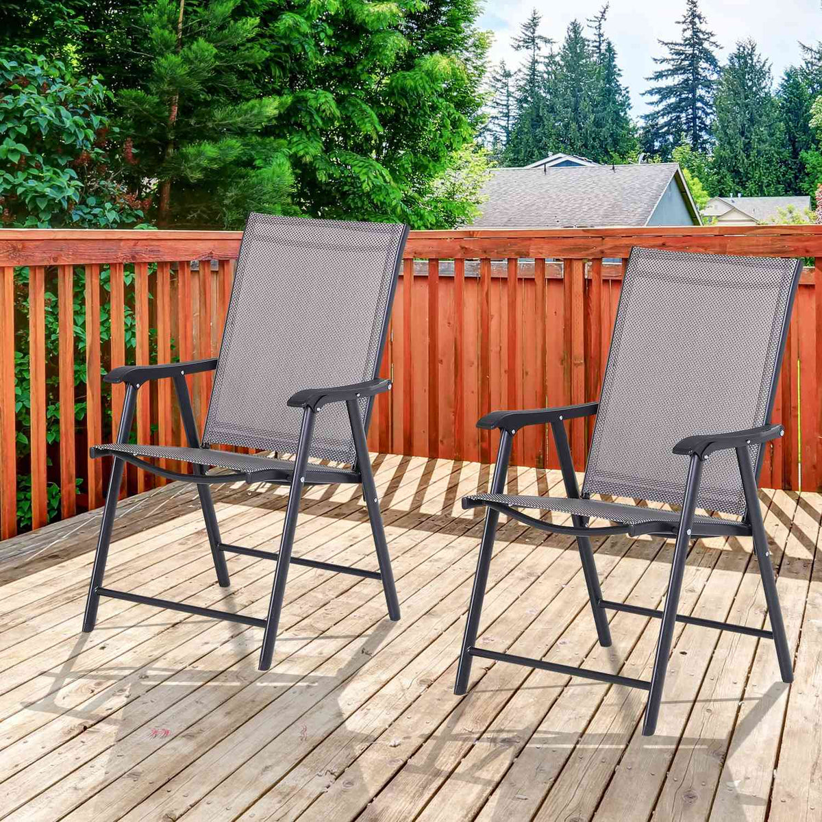Camping Chairs Set Of 2 Folding Chair Armrest Fishing Chair Metal Gray 58X64X94Cm