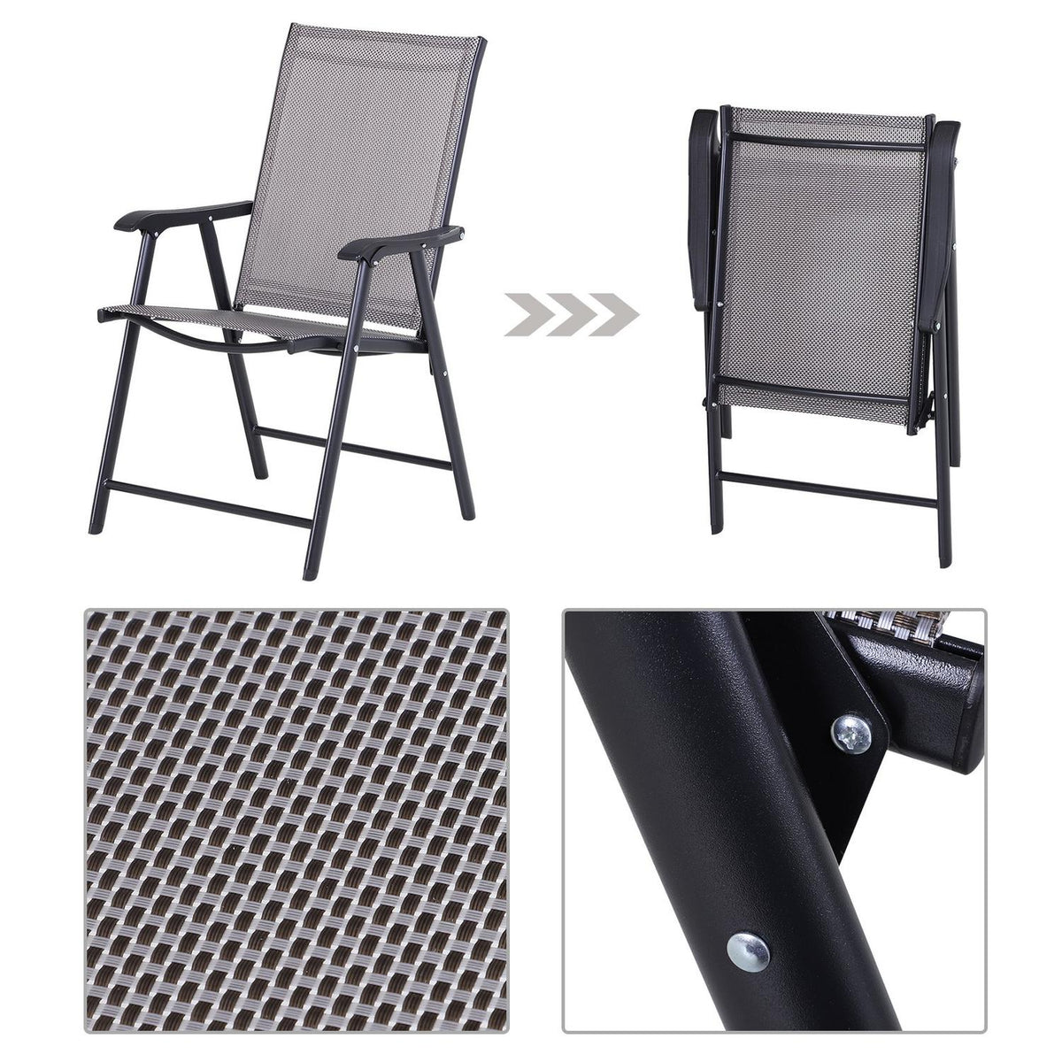 Camping Chairs Set Of 2 Folding Chair Armrest Fishing Chair Metal Gray 58X64X94Cm