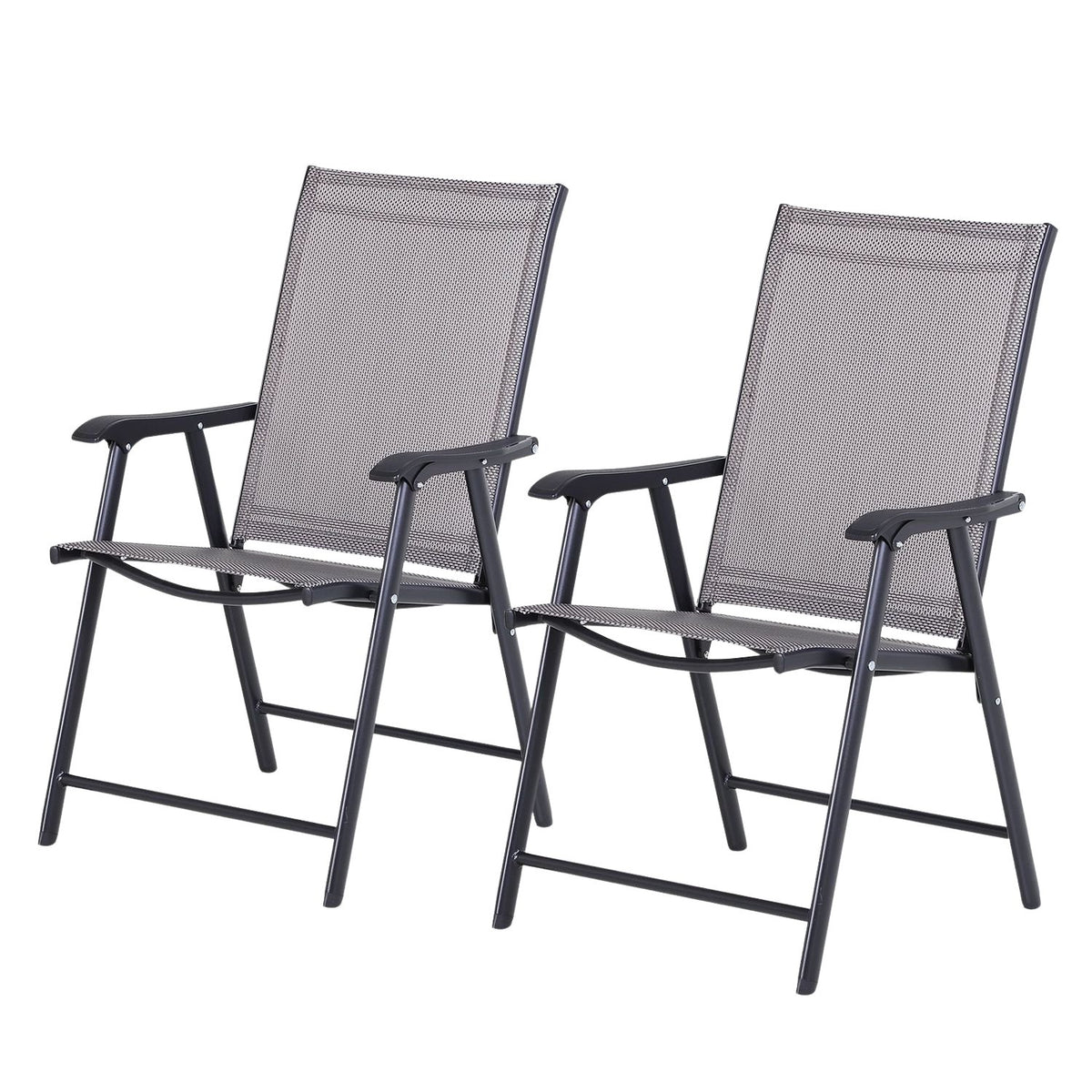 Camping Chairs Set Of 2 Folding Chair Armrest Fishing Chair Metal Gray 58X64X94Cm