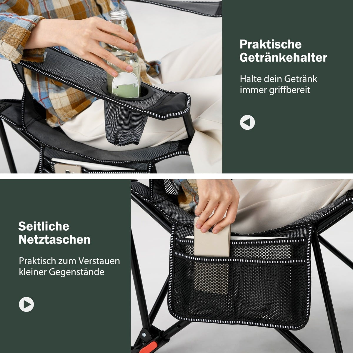 Camping Chair with Adjustable Backrest and Footrest