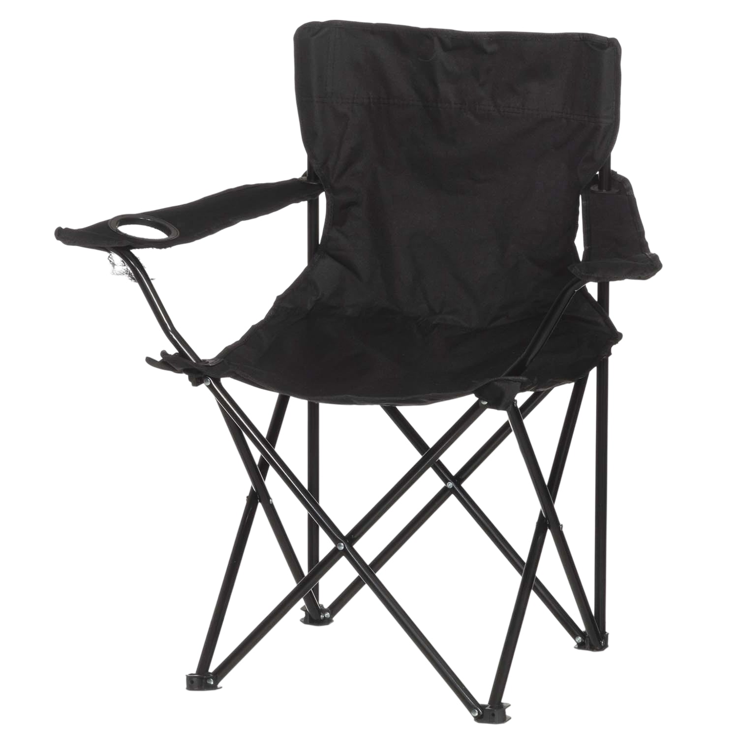 Camping Chair with Cup Holder, Black, Foldable, Portable