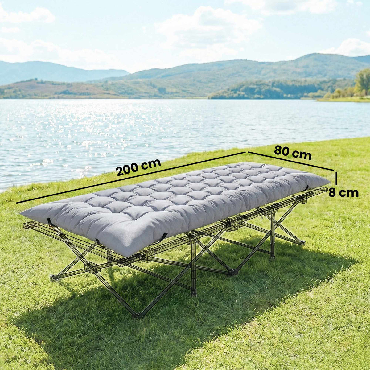 Camping Mat 8cm Thick, Non-Slip, Foldable, 200x80cm