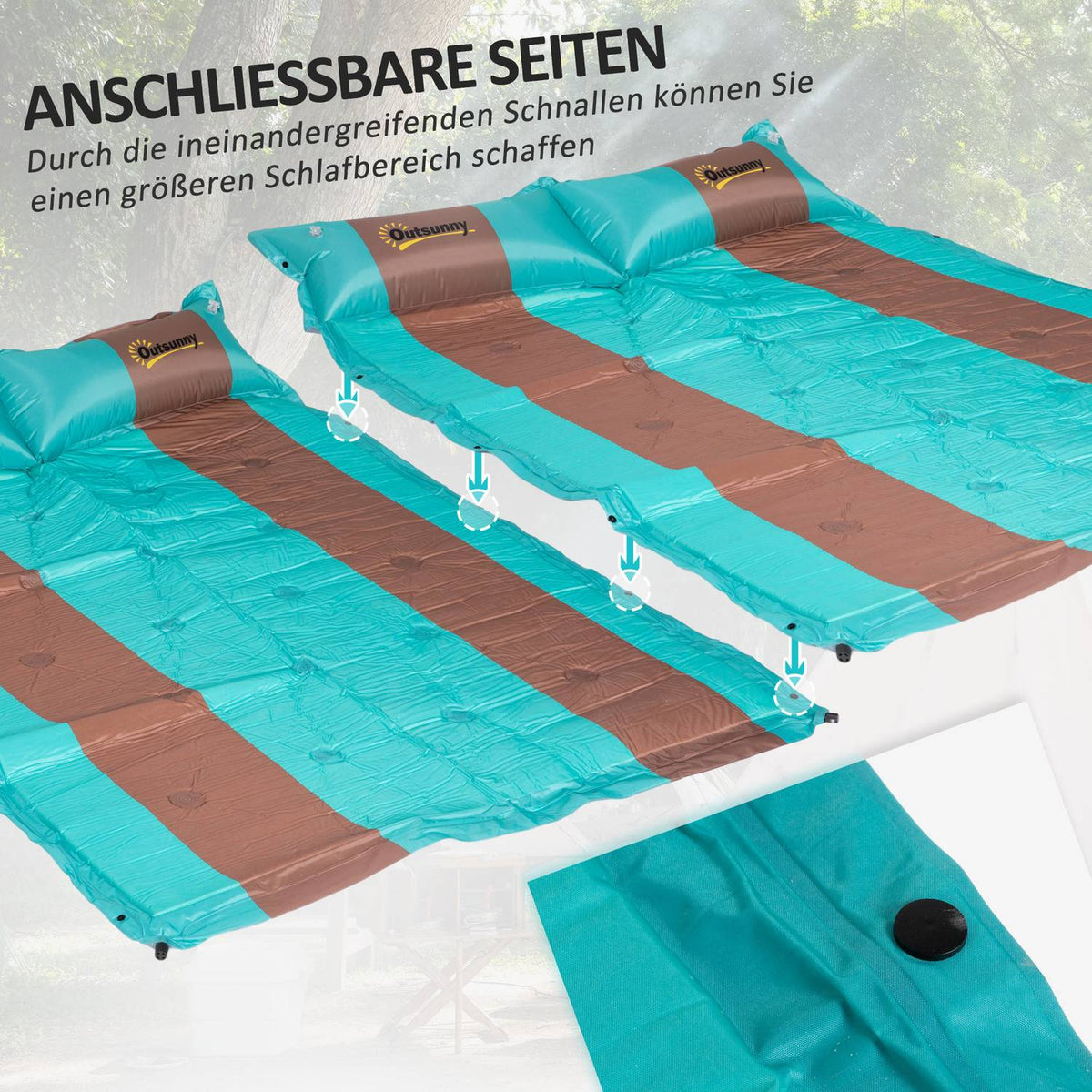 Camping Sleeping Mat 3Cm Thick Camping Mattress With Carry Bag & Pump, 192X135Cm, Blue+Coffee